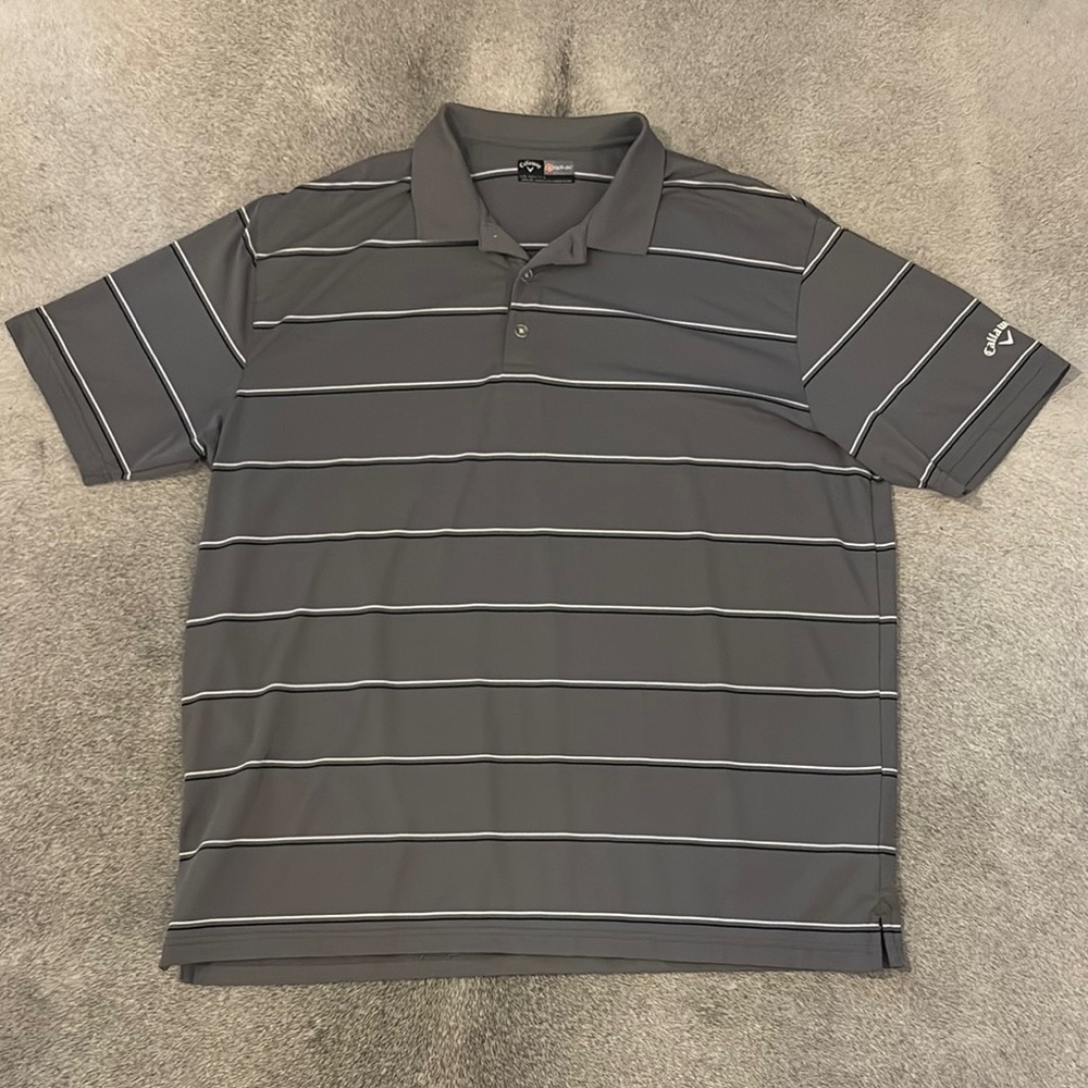 Callaway Gray Polo Sporty Striped Shirt